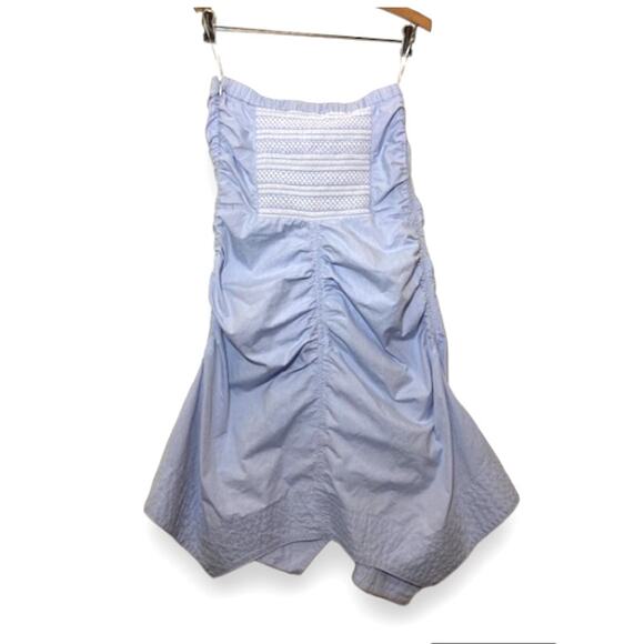 BIG SALE! Powder BLUE Dahlia Strapless Ruched Oxford Dress - Tanya Taylor - SM - Picture 9 of 9